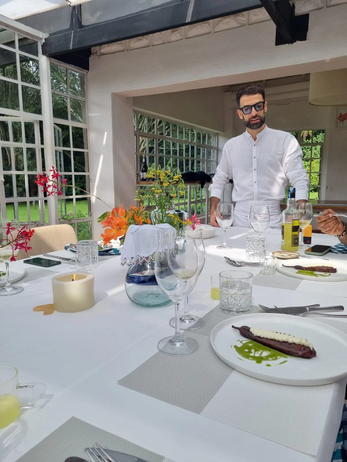 Chef Antonio, private chef in Nairobi, Kenya, at the dining table